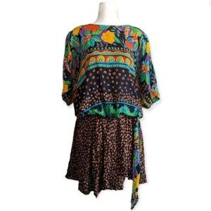 Carole Little Fun Funky Boho Blouson Beaded Dress Size 12